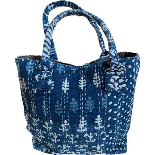 Kantha blå batikväska 